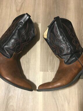 Canada West Men's Black/Brown Leather Western Boots Size 10